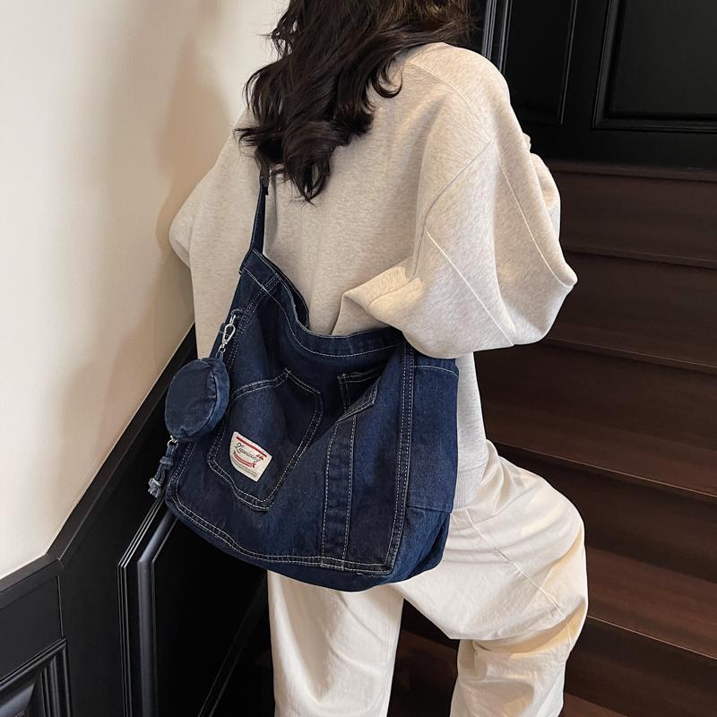 Denim Bag Women's Tote Bag Large Capacity Crossbody Bag Student Class Shoulder Bag