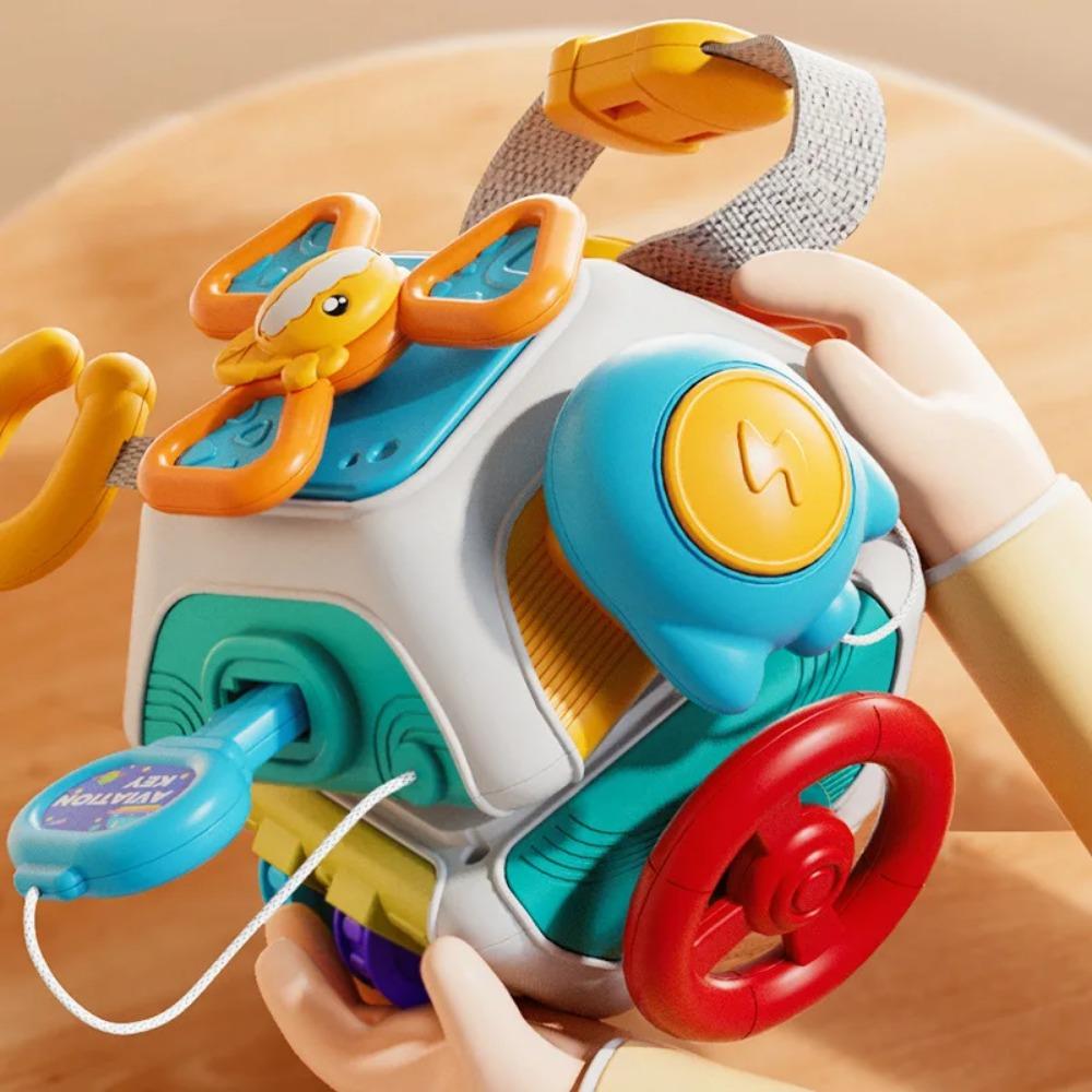 Baby Busy Board Cube Montessori senzorické hračky pro batolata Vzdělávací vzdělávací aktivity Cestování Hračka Lock Box Jemná motorika