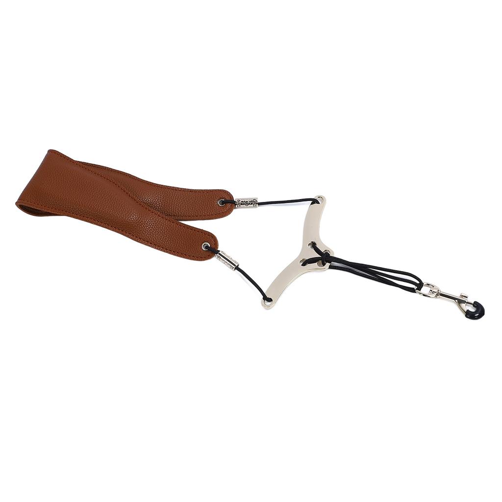 Saxophone Neck Strap for Alto Tenor Sax Breathable Adjustable Instrument Accessories with Metal Hook Coffee