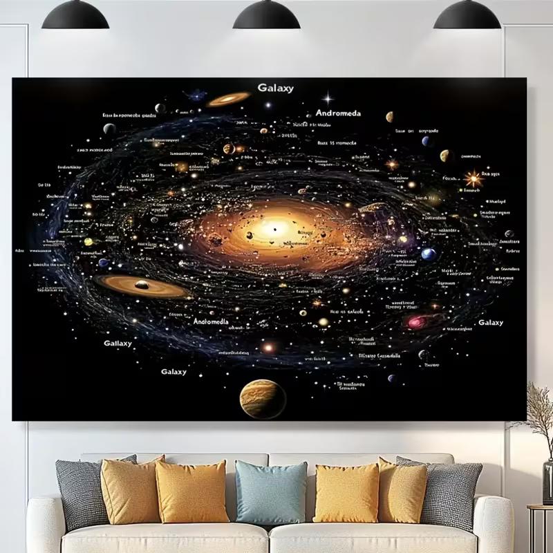 2D Universe Map Tapestry Detailed Galaxy & Starry Night Space Wall Art 47.2x31.5inch/120*80cm