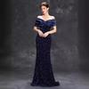 Mgiacy Line Neck Pleated Tint Sequin Velvet Fishtail Dress Evening Gown Ball Dress Party Dress Bridesmaid Dress