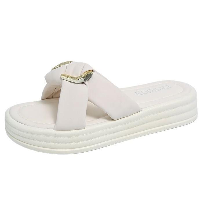 Stepping On Shit Feels Cool, Slippers Women Wear In Summer 2025 New Fairy Wind with Skirt Thick Bottom Seaside Beach One-word Drag