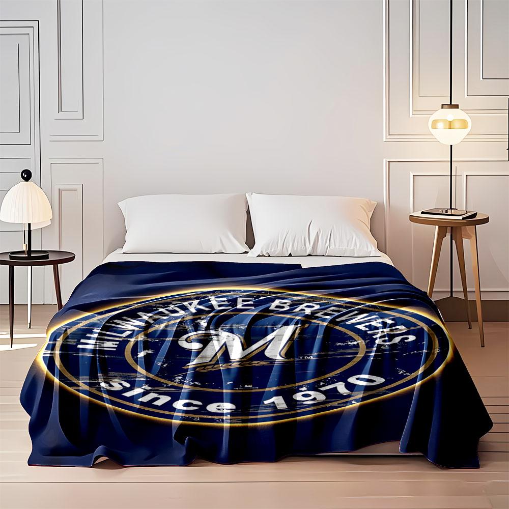 Milwaukee Brewers Logo Blanket Print Blanket Soft and Cozy Perfect for the Living Room Bed Sofa or a Nap,gift