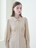 NOUVE Front Shirring Shirts Dress - Beige