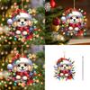 Christmas Acrylic Flat Surface Pendant With Cute Puppy Checkered Design Scarf