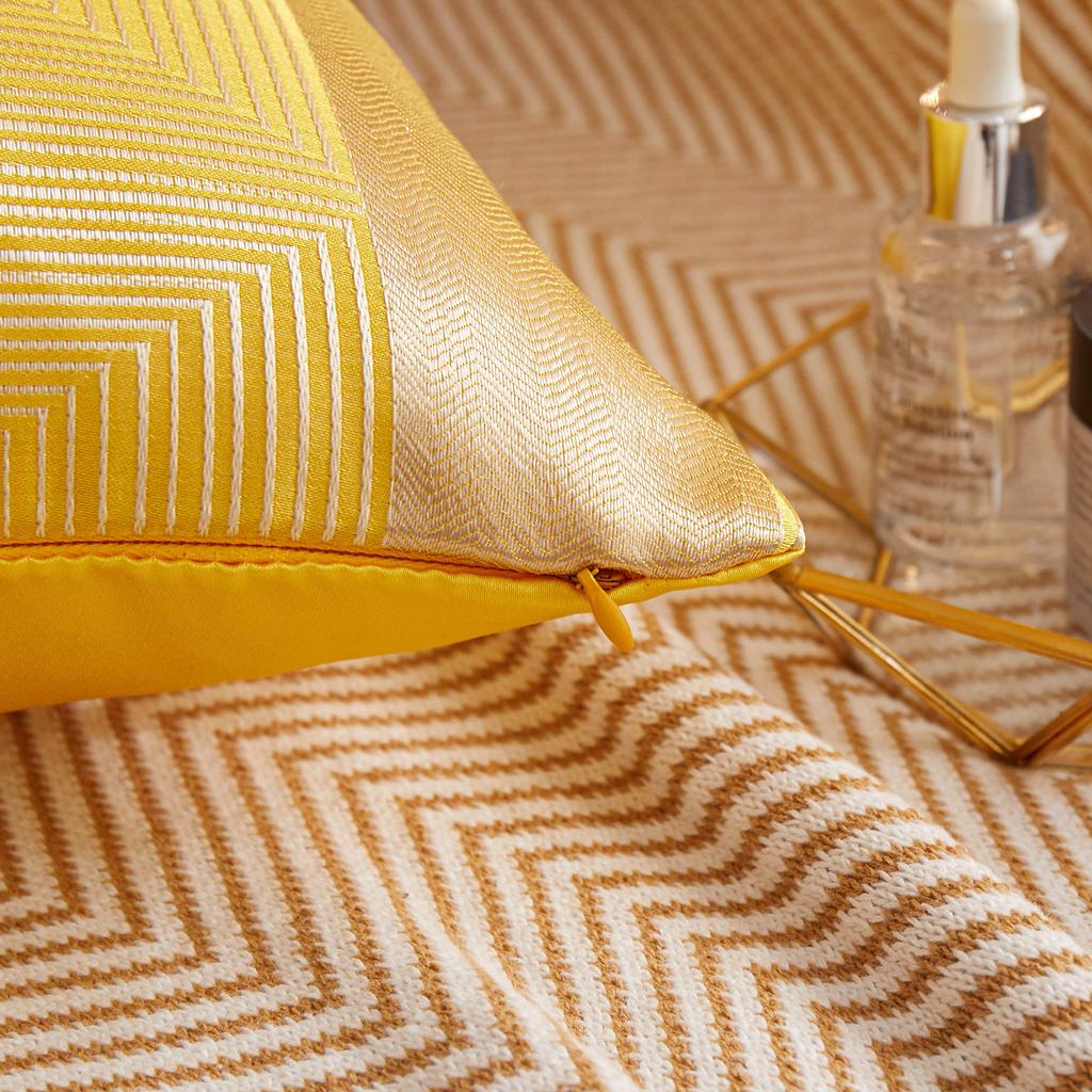 YunJeude Cushion Set of Nordic Cute Geometric Zipper Ideal for Home Room All Seasons Covers, 45x45cm, 2, Style, Pattern, Jacquard, Luxurious, Soft,
