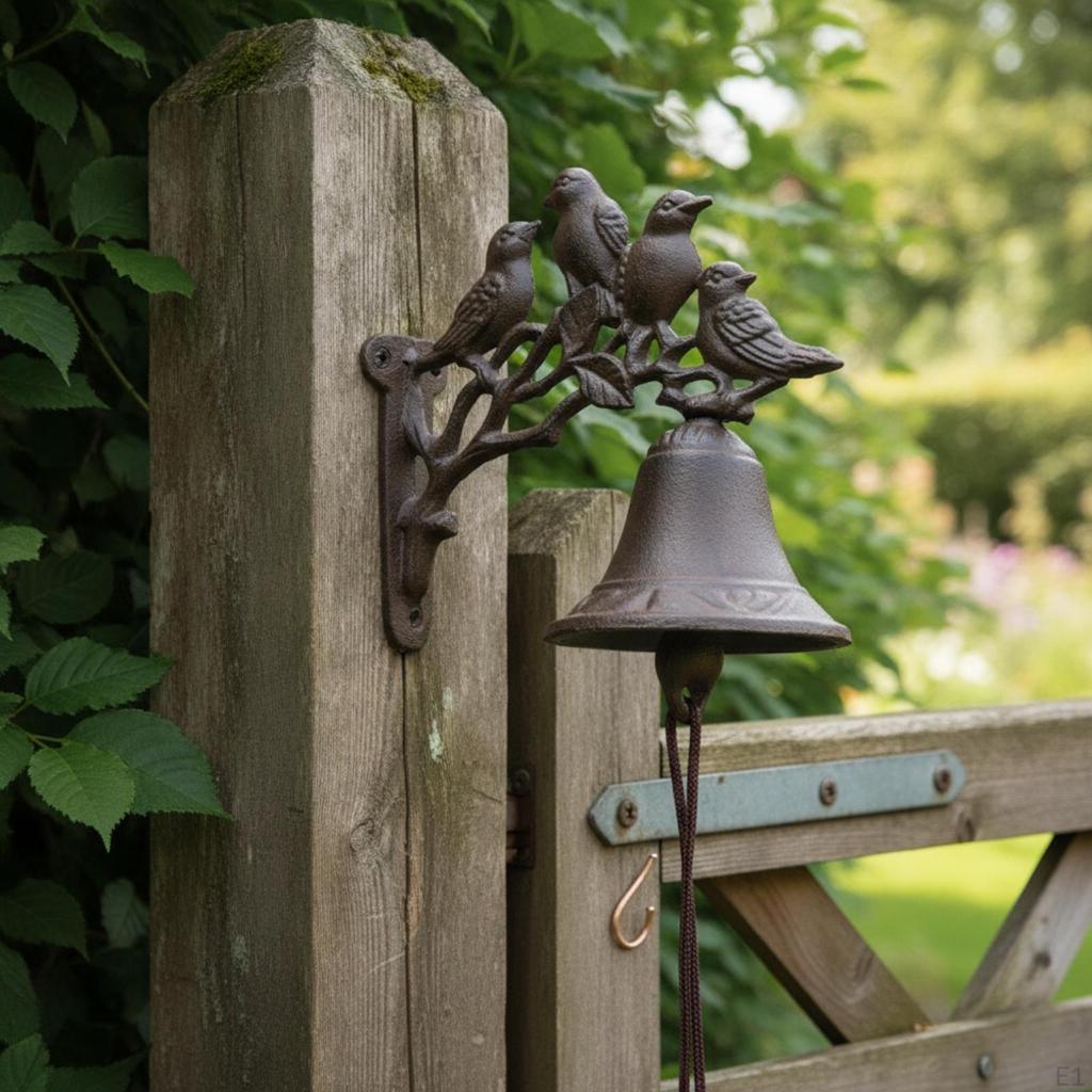 Wall Bell with Birds Antique Entry Functional for Garden