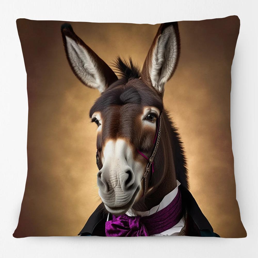 Victorian Bulldog Dachshund Dog Cushion Cover Vintage Highland Cow Stag Elephant Horse Camel Donkey Poster Pillow Case