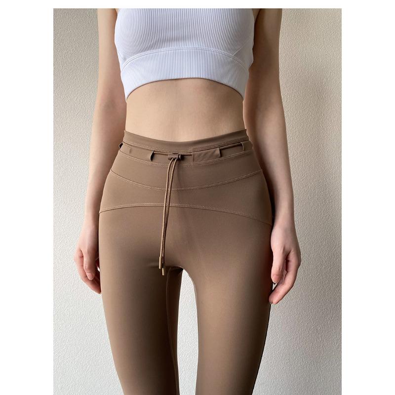 Micro Pantalones de Yoga para Mujer Cintura Alta Ajustados Abdominales Ajustados Ropa Exterior Adelgazantes Altos Naked Lulu Deportes Fitness Pantalones Acampanados
