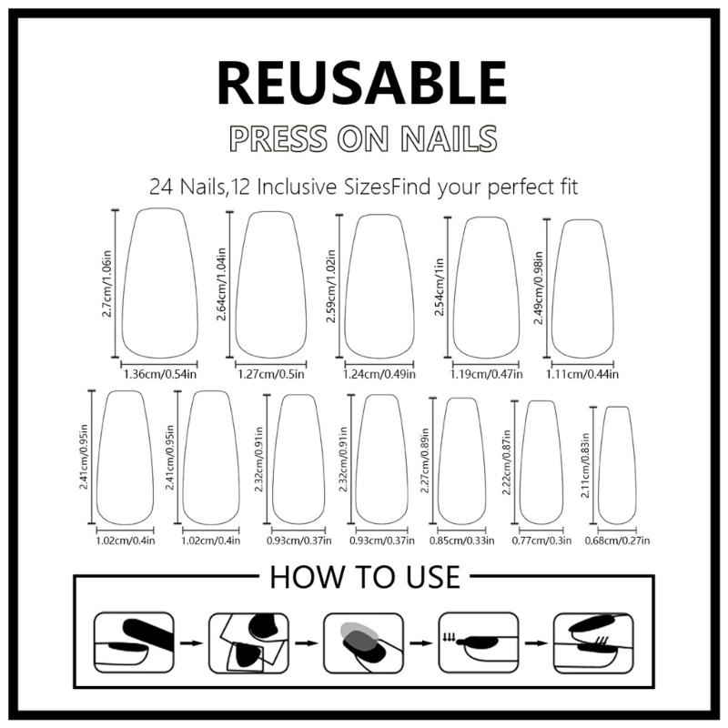 Press on Nail Ballerinas Coffin Fake Nail Designs Stick on Nail Full Cover False Nail Acrylic Glues on Nail for Womens