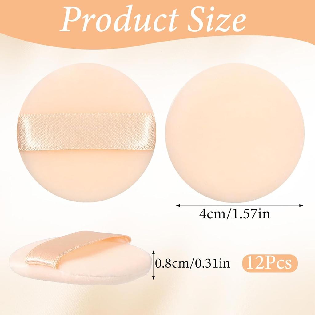 12 PCS Soft Microfiber Small Powder Puff, 1.5 Inches Small Powder Puff Mini Washable Powder Pact Makeup Sponges Finger-Sized for Women Face Sponge