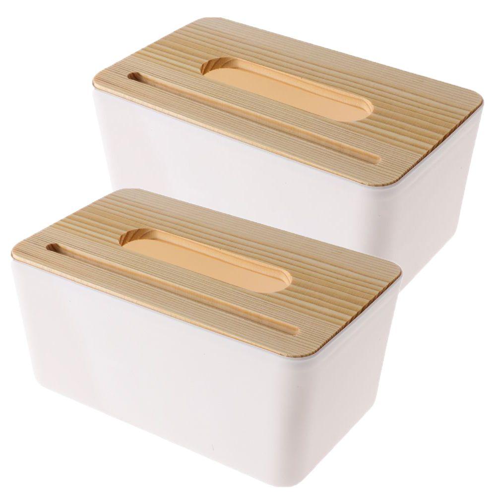 2PCS Cartoon Interior Products Wood Wooden Tissue Box Napkin Paper Boxes Storage Case Cover Holder
