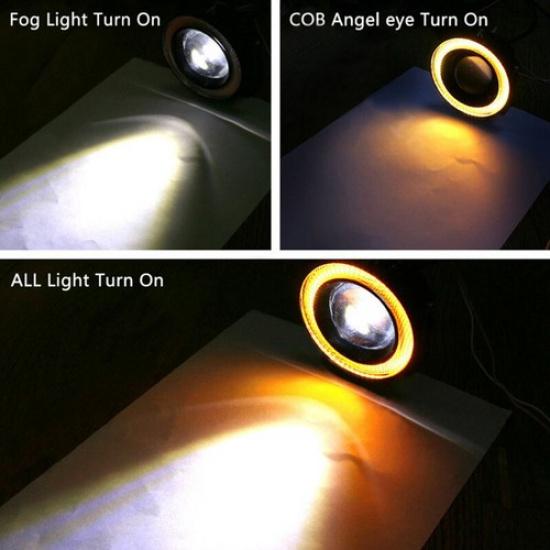 2PCS 2.5inch Round Amber Angel Eye Halo LED Projector Fog Light ATV Truck Car