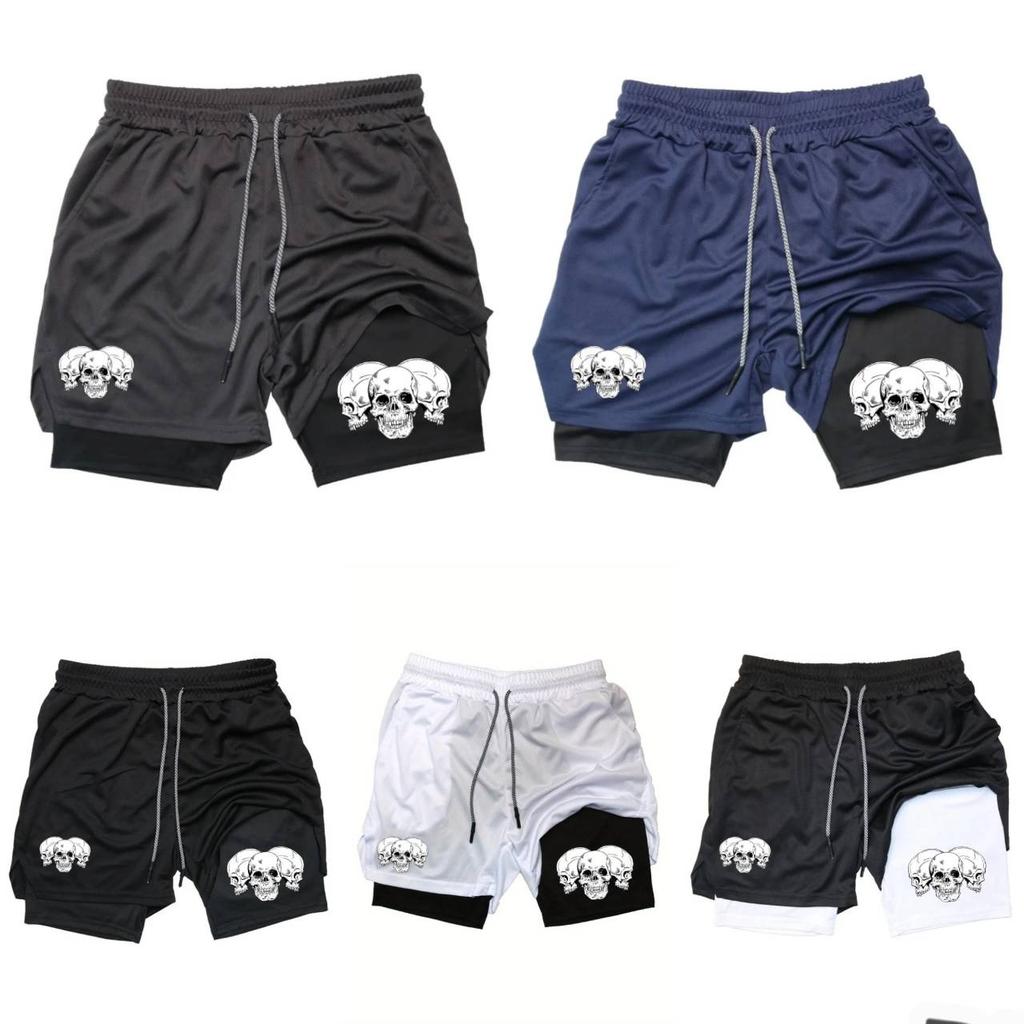 Muay Thai Kick Boxing MMA Shorts Triple Three Skull Men Women Unisex Double Layer Quick Dry Breathable Training Sport Gym Fitness Workout