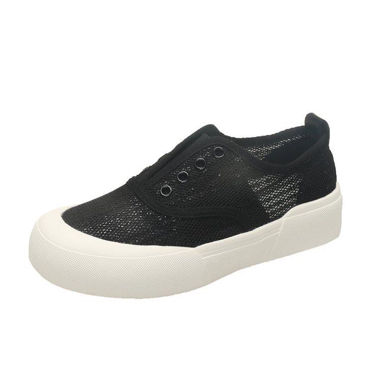 Lazy one-pedal single shoes women's 2025 summer new little white shoes spring breathable mesh sequins platform casual board shoes