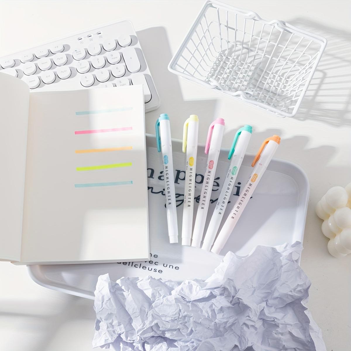 

5pcs Fluorescent Markers, Macaron, Silver Glitter, Multi-Color, High-Value, Luminous, for Note-taking, Highlighting, Hand Diary