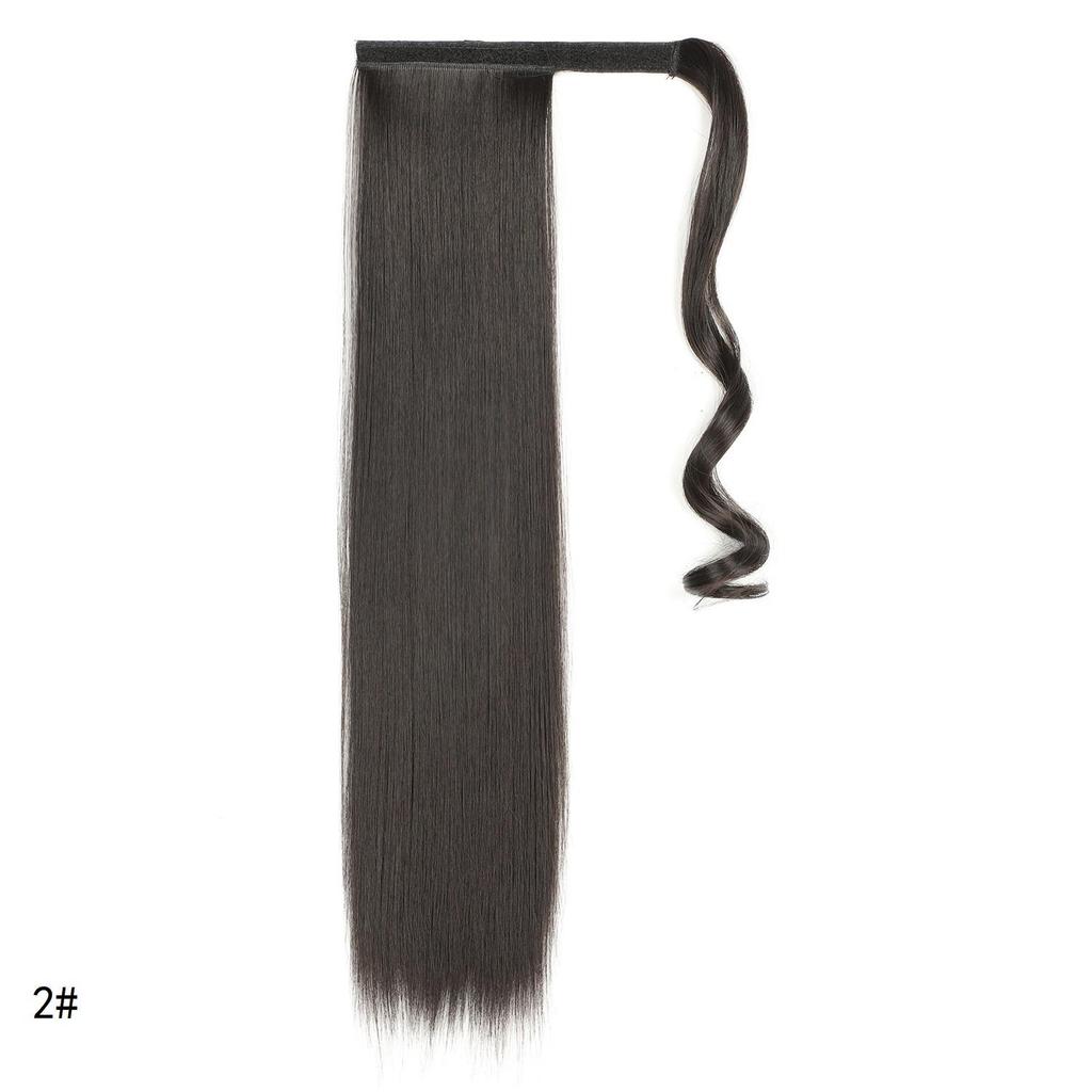 Synthetic Straight Ponytail Hair Extension With Velcro Wrap Design, 60cm Long Sleek Wrap Around Ponytail For Women Girls