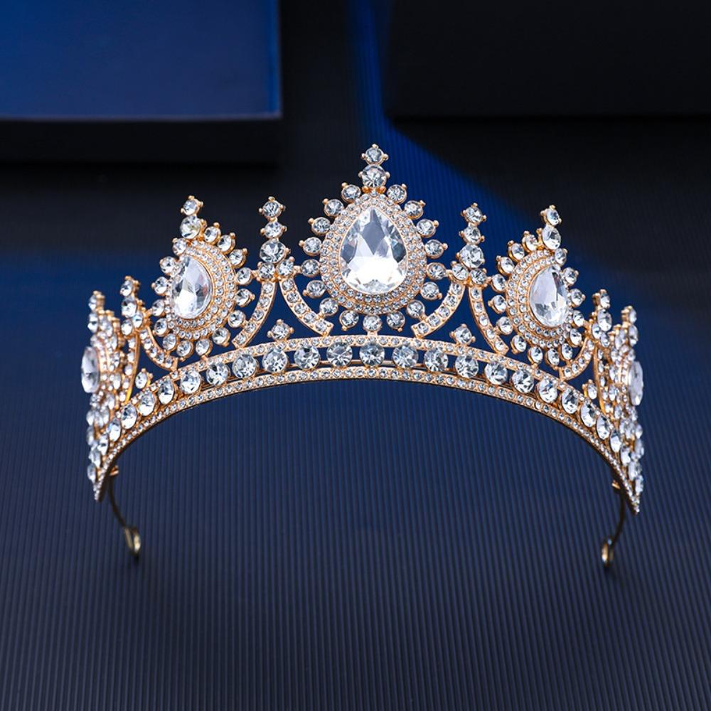 Multicolor Baroque Pageant Crown Luxury Wedding Crown Metal Queen Princess Tiara  Party Supplies