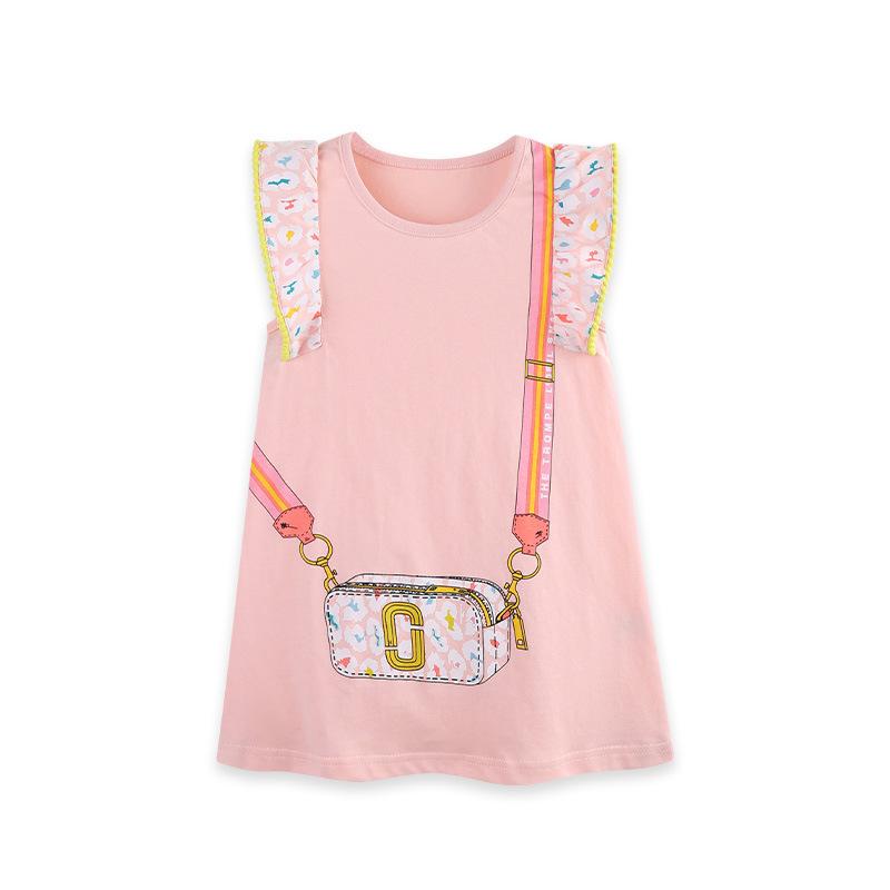 Girls  Summer New Arrival Cartoon Print Princess Dress with Puff Sleeves 2Y(90cm)