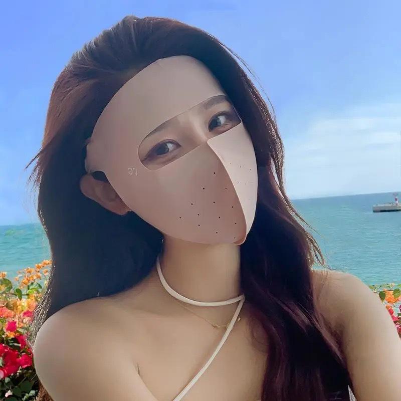 Eis-Seide UV-Schutz Facekini: Atmungsaktiv, Sonnenschutz mit Augeneckenschutz