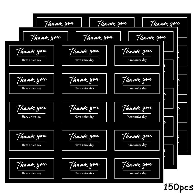 

150 шт. Наклейки с надписью «Спасибо» Винтажные Черные Белые Крафтовые Наклейки Этикетки Сделай сам Ручная работа Для Подарка Торта Выпечки Запечатывания Бирка 5x2.5cm чёрный