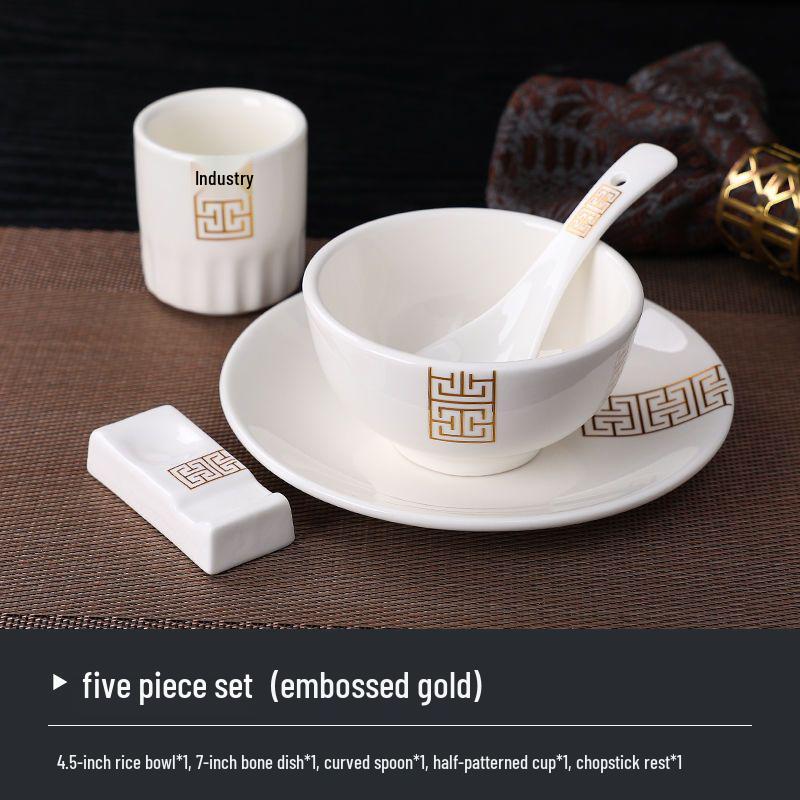 Luxury Three-Piece Hotel Tableware Set: Plates, Bowls, and Cups for Hotels, Restaurants, or Home.