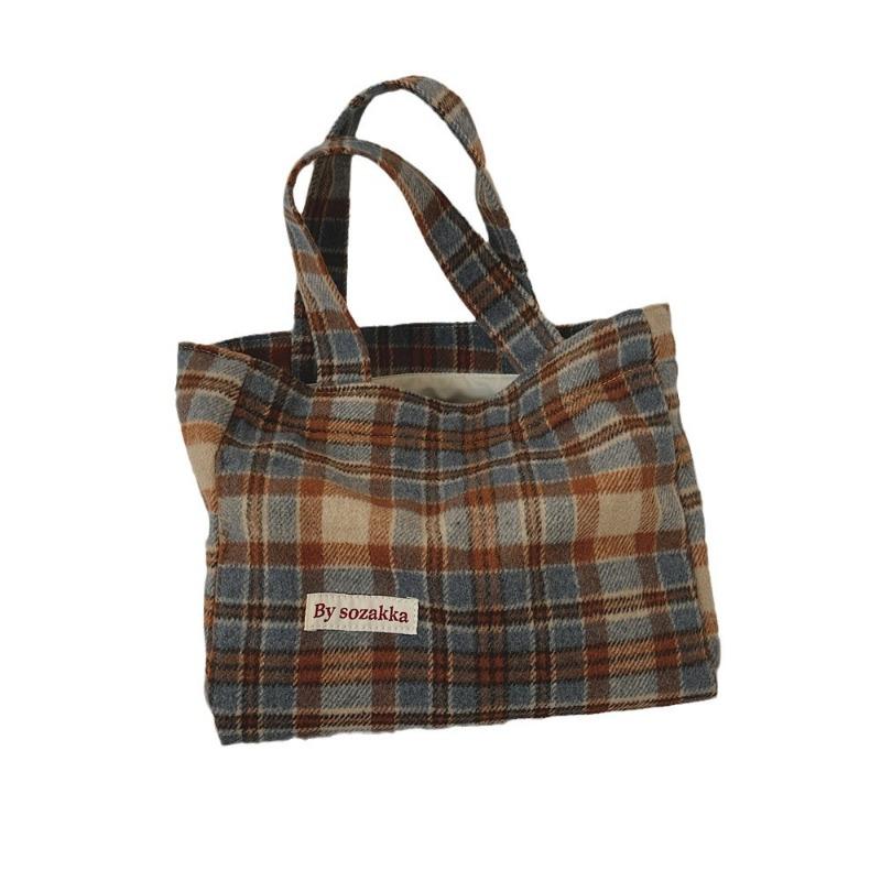 11 new plaid bag in autumn and winter, lazy retro handbag, large-capacity commuting to work handbag