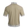 Men's Short Sleeve Polo Shirt with Half Zip Collar Layered Look Casual Loose Fit Big Size Plaid Pattern