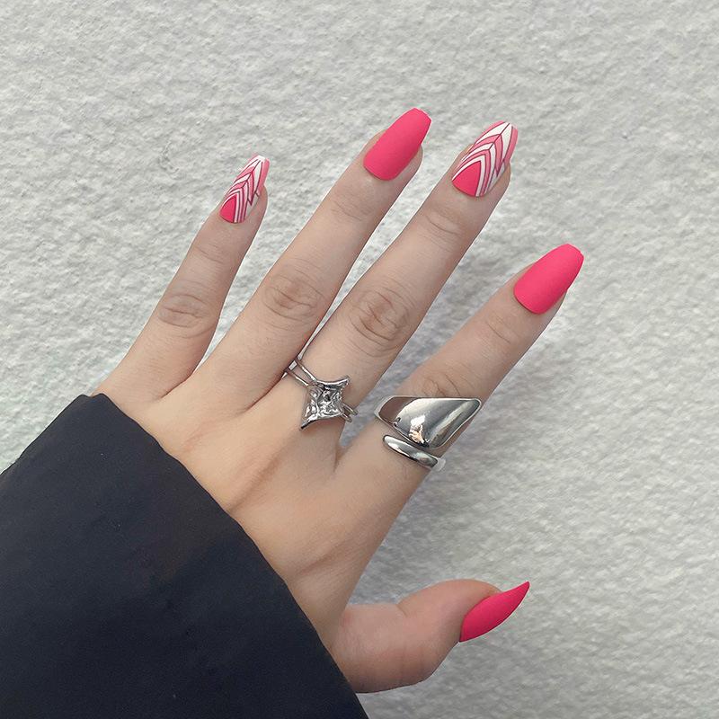 24Pcs Love Ballerina Press On Nails Set Full Cover Artificial Fake Nails Professional Adhesive Free False Nail Art