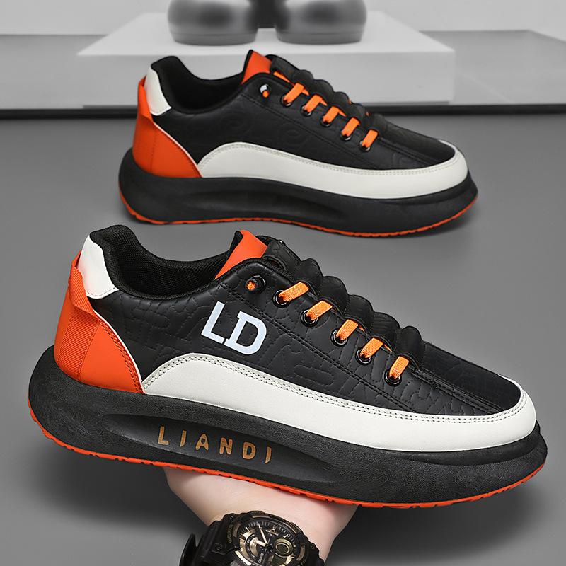 Spring New Thick-soled Men's Board Shoes Fashionable Casual Shoes Work Single Shoes Men's Shoes Leather Youth Trendy Shoes