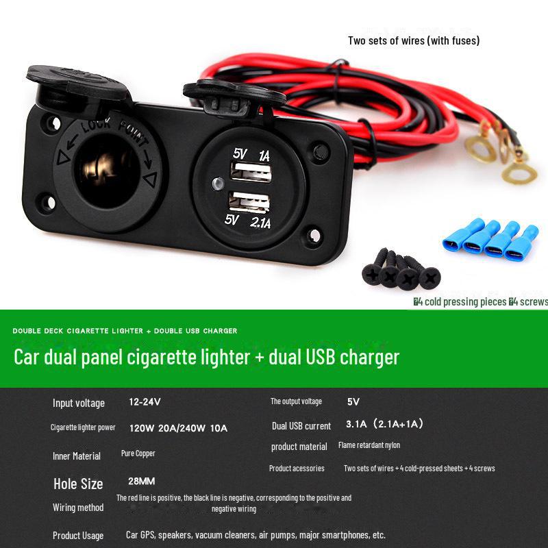 Universelles Dual-USB-Autoladegerät für Fahrzeuge - 12-24V