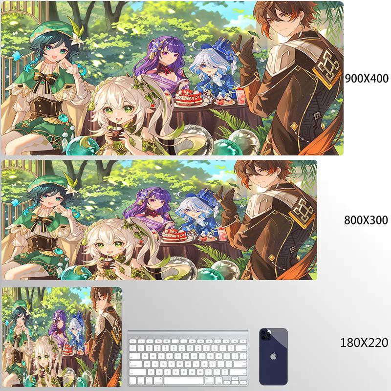 Genshin Impact Anime Kawaii Mouse Pad Large Gaming Mousepad Rubber Mat Deskmat Pc Accessories Desk Protector Gamer Keyboard Pads
