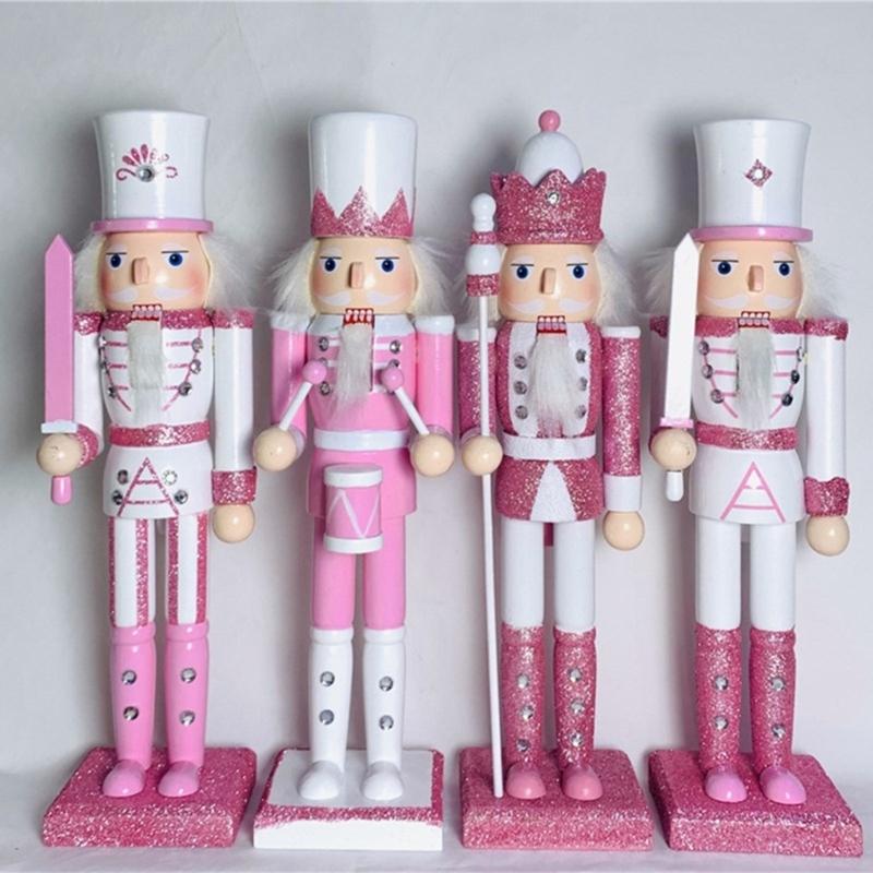 Stylish Nutcrackers Soldier Ornament Pink Series Nutcrackers Soldier Figurine Ornament for Individualized Room Decors