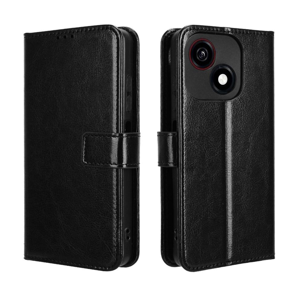 For ZTE Blade A35e PU Leather Case with Strap Crazy Horse Texture Phone Wallet Cover