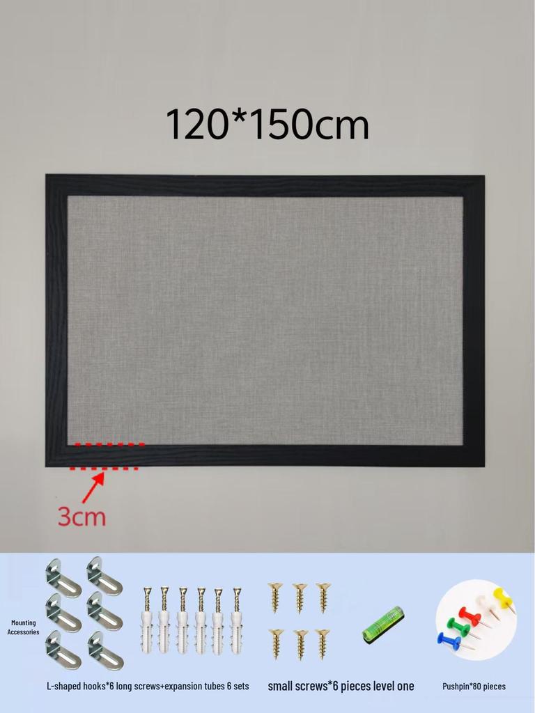 Black Frame Burlap Cork Board: Wall-Mounted Photo & Message Display for Kindergarten Theme