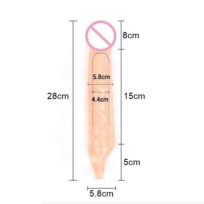 FXINBA 24/28cm Realistic Penis Sleeve Extender Huge Cock Enlargement Sex Toy For Men Delay Reusable