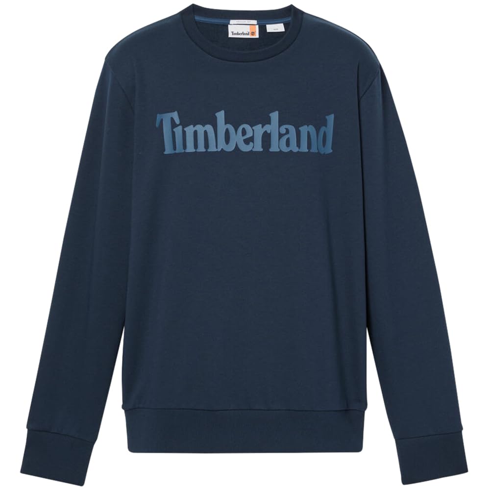 Timberland Men's Wordmark Logo Loopback Crew Neck Sweatshirt, Dark Sapphire, Size XXL (TB0A6B1C4331)