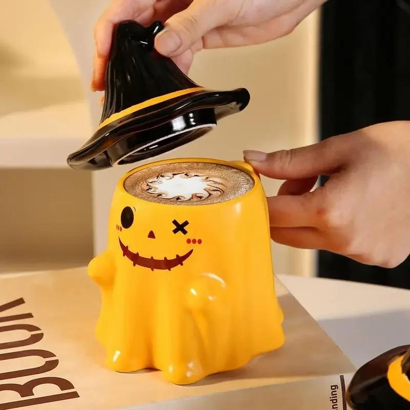 Halloween creative gift ceramic cup cute ghost shaped fun breakfast milk cup personalized mug funny coffee cup