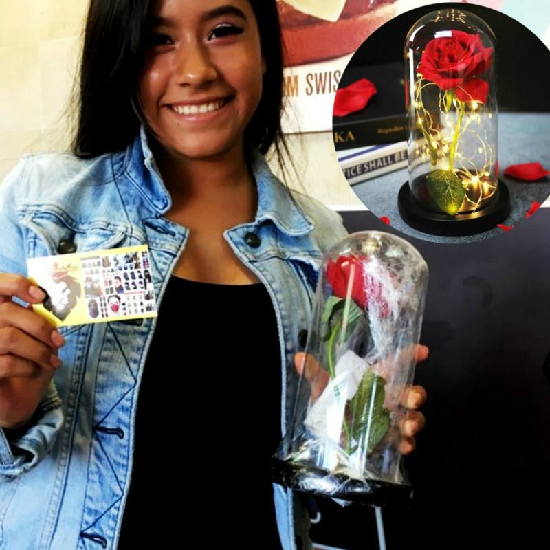 Flannel Rose LED Glass Cover Simulation Gold Foil Rose Flower Lighting Simulation Flower Decoration Light Night Light  Valentine's Day Gift