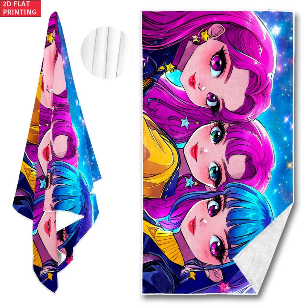 2D Flat 1pc Kpop Combination Beach Towel-Soft,Ultra-Absorbent Microfiber,Lightweight,Perfect for Beach