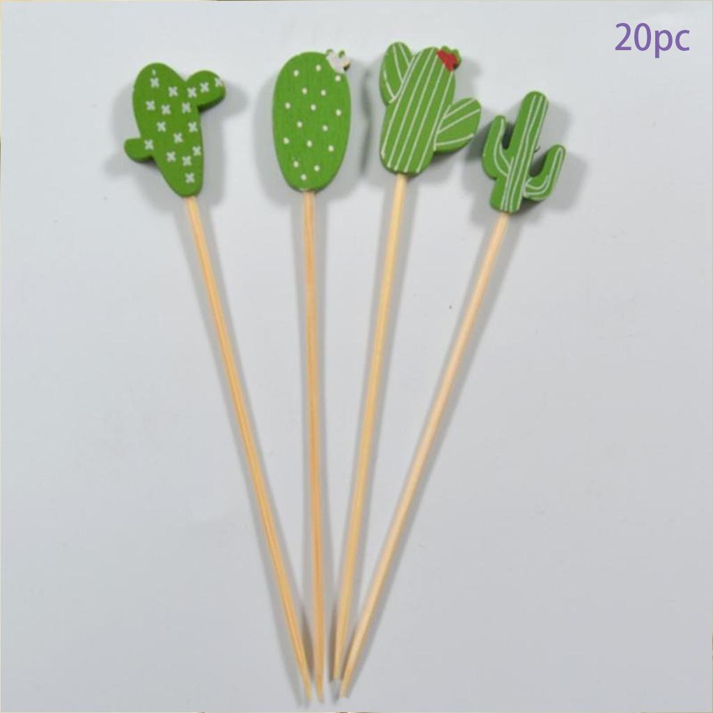 20pcs/set Hawaii Theme Fruit Sticks Flamingo Fruit Disposable Bamboo Sticks Summer Beach Party Supplies Hawaii Birthday Decors