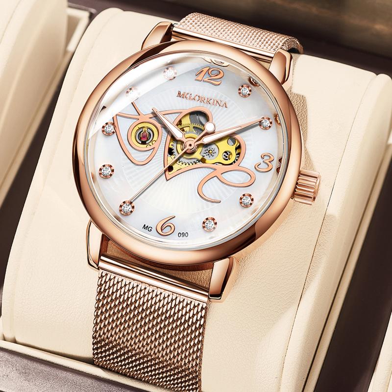 ORKINA Brand New Luxury Women Watches Ceramic Diamond Ladies Butterfly Hollow Automatic Mechanical Wristwatch Relogios Femininos