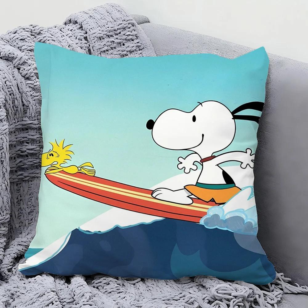 1Pc Comic Character S-Snoopy Pillow Case Square Pillow Bedroom Sofa Leisurecomfort Cushion Car Living Room Home Decoration 40X40