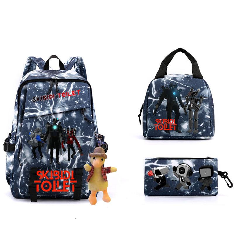 

2023 Cross-border New Product Skibidi Toilet Man Spoof School Bag Elementary School Student Backpack Satchel Pencil Bag School bag 3-piece set