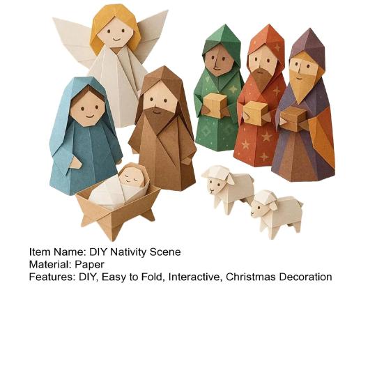DIY Paper Nativity Scene 3D Origami Paper Craft Kit Christmas Nativity DIY Kit