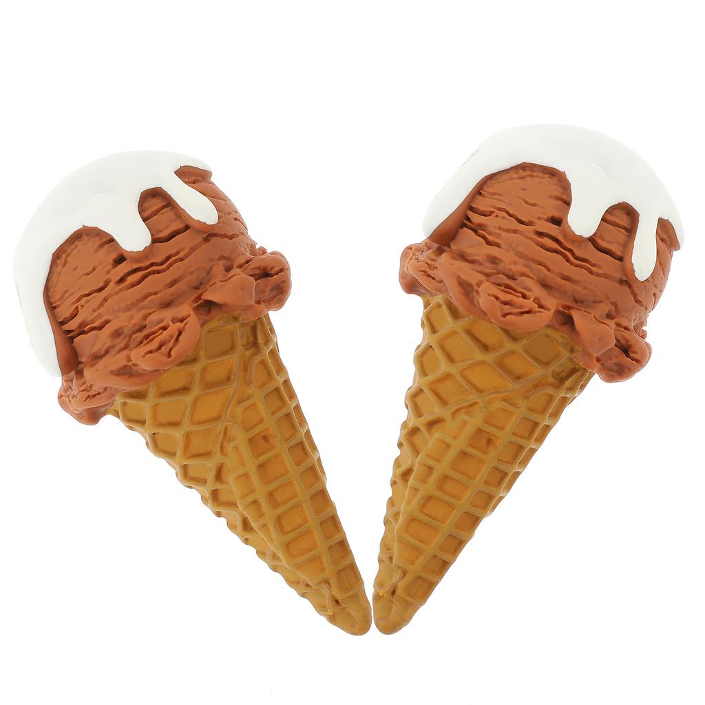2Pcs Realistic Artificial Ice Cream Cone Lifelike Simulation Display Prop Dessert Photo Decor Fake Ice Cream Food