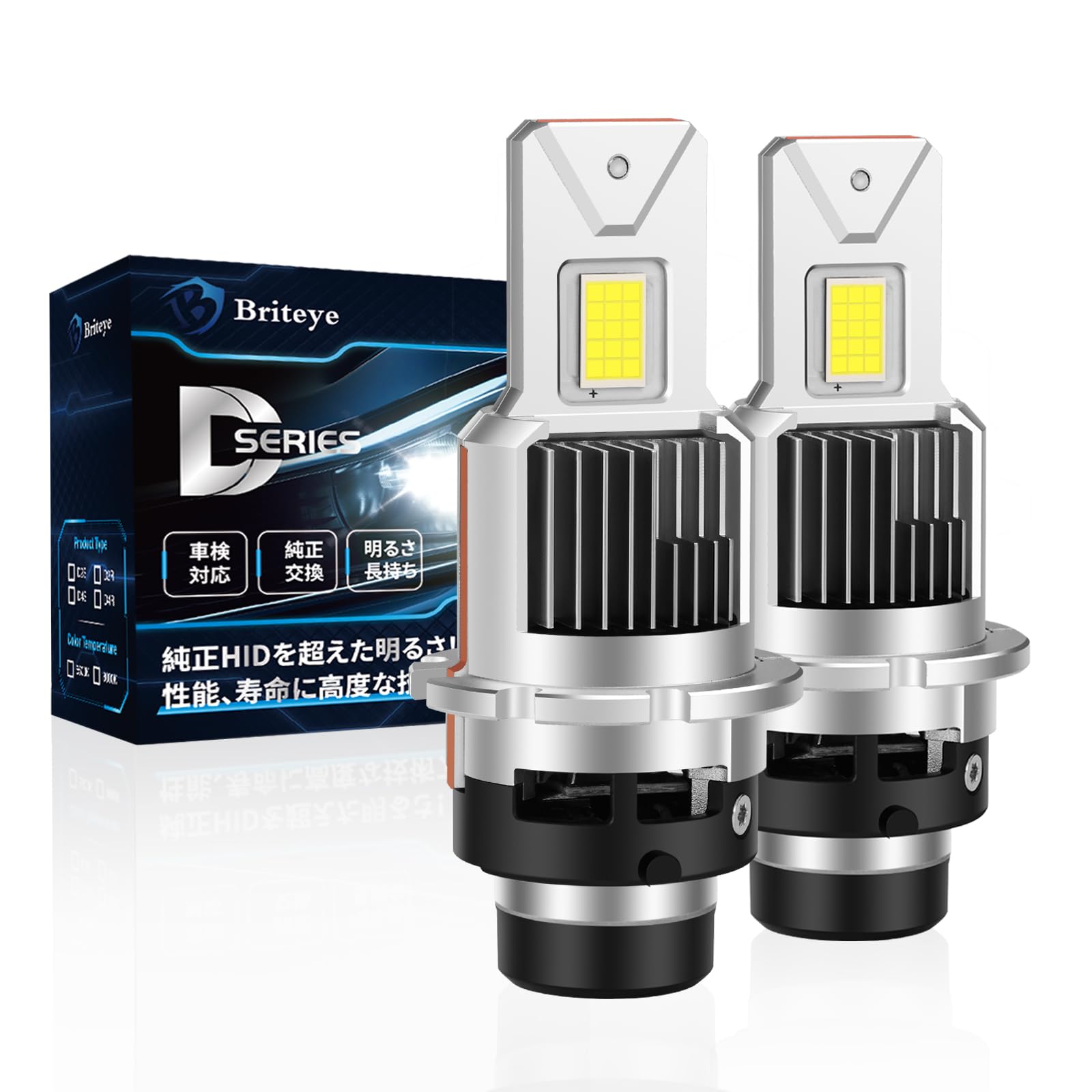 

для преобразования из HID в Briteye D4S светодиодный взрывной 6500K светодиодный фонарь для осмотра транспортного средства для d4s без проводки, оригинальный вентилятор, оригинальный, 2 шт. [Easy LED] белый