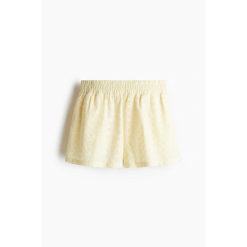 

HM Women clothes 2025 Summer New Hollow Embroidery Shorts 1266265 Light yellow 160/72(S)