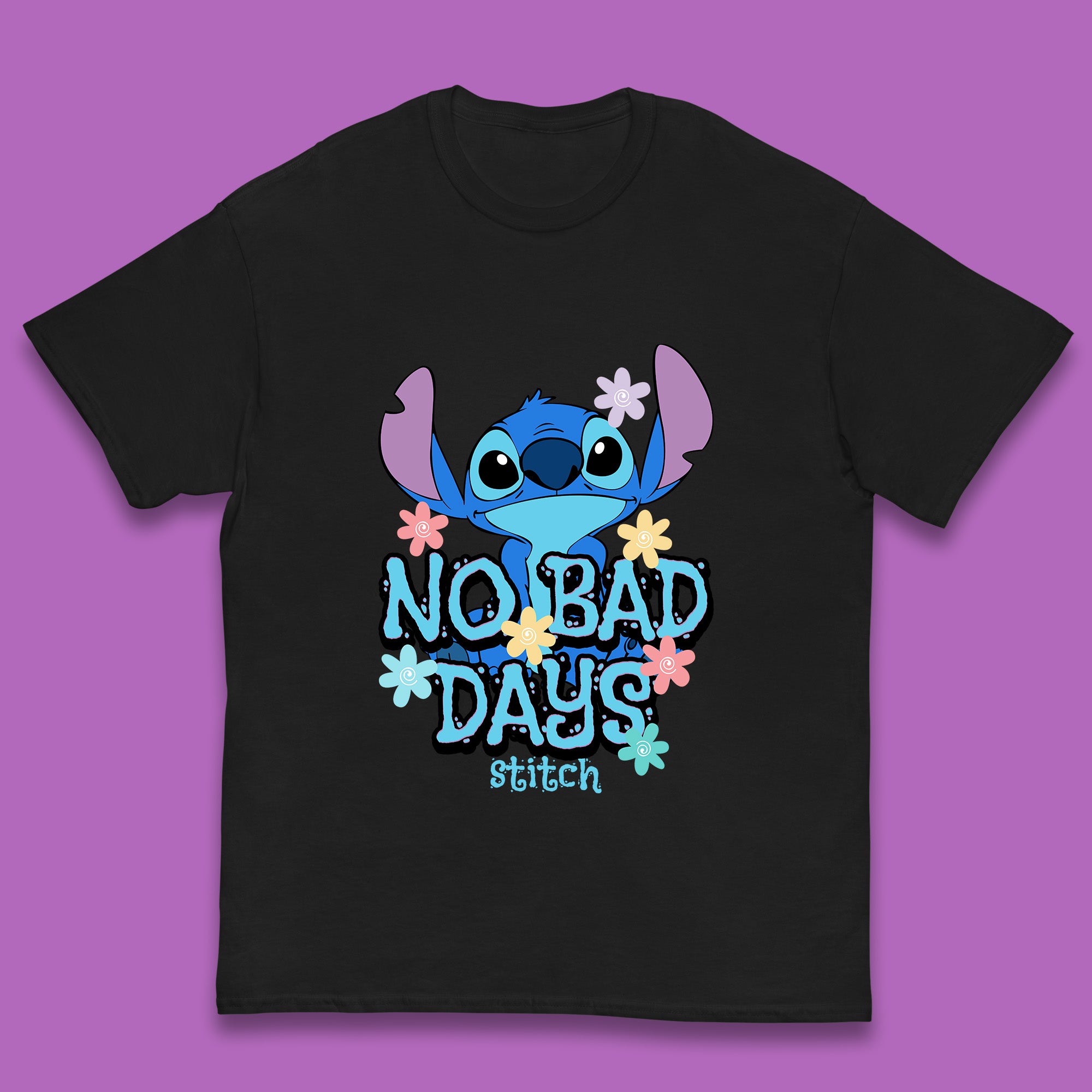 Disney Lilo & Stitch No Bad Days Stitch Cartoon Character Ohana Stitch Lover Kids T Shirt 150