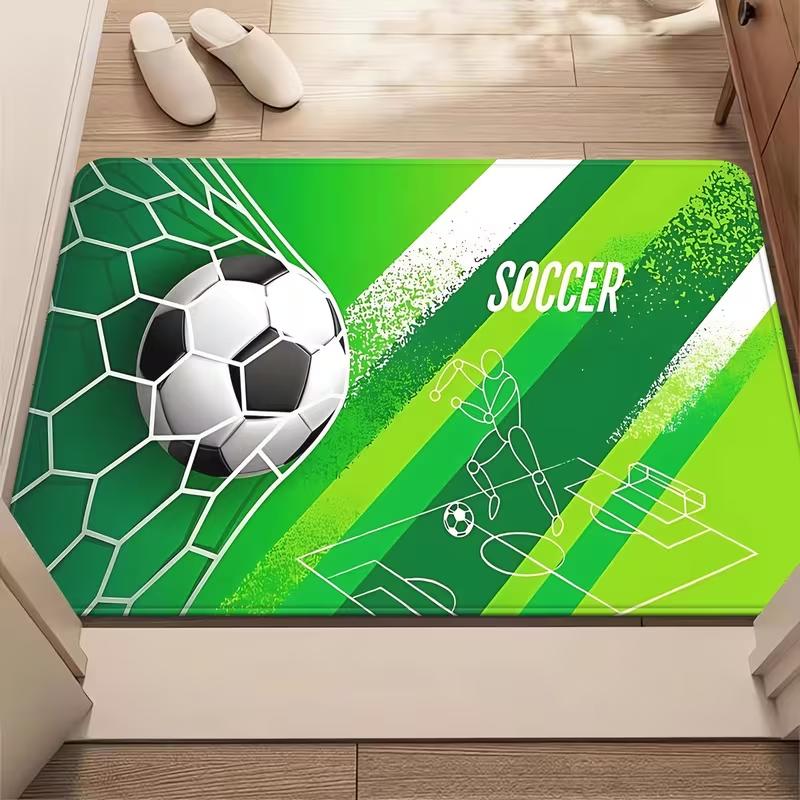 Football Sports Competition Door Mat Sport Theme Entrance Rug Soft Non-Slip Welcome Carpet for Indoor Outdoor Gym Fan Gift